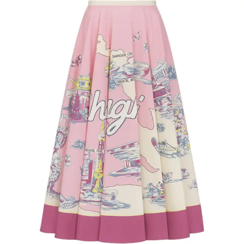 DIOR Casual Long Skirts Women's Pink Moderate Mid Length Other