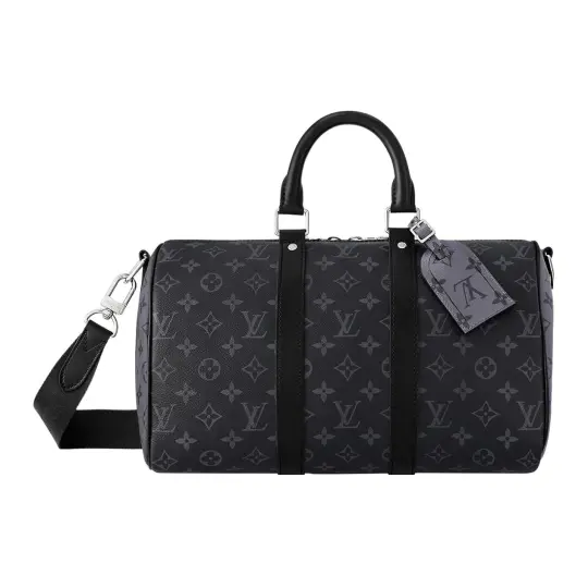 LOUIS VUITTON Keepall Bandoulière 35 съемный регулируемый ремень через плечо с застежкой-молнией Сумка через плечо из холста с покрытием и воловьей кожи, мужская черная