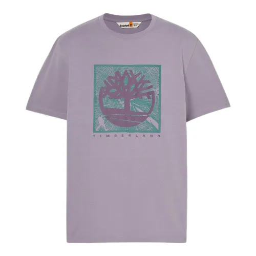 Timberland T Shirts Men's Light Purple Crew Neck Moderate