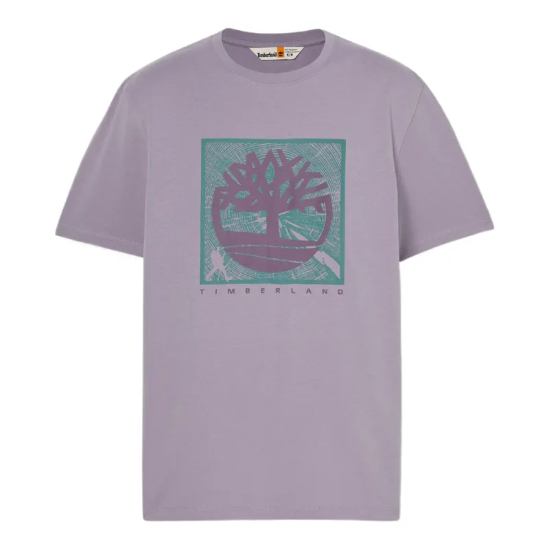 Timberland T Shirts Men's Light Purple Crew Neck Moderate