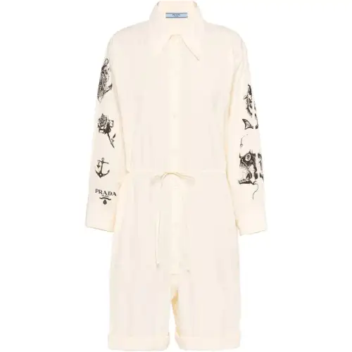 PRADA Jumpsuits Women's Ecru Moderate Jumpsuit