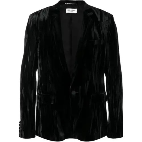 SAINT LAURENT Business Suits Men's Black Suit Collar Moderate Business Suit
