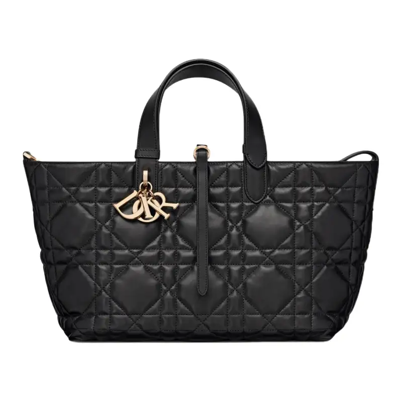 DIOR Toujours Cow Leather Native Handbag Medium Women's Black