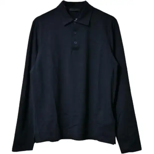 PRADA Polo Shirts Men's Dark Blue Polo Collar Moderate