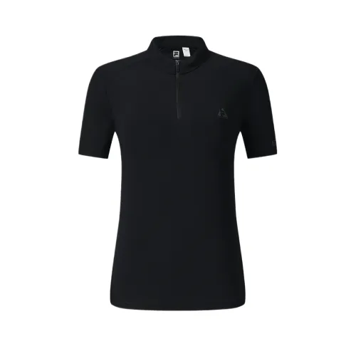 FILA T Shirts Women's Pitch Black Stand Collar Moderate