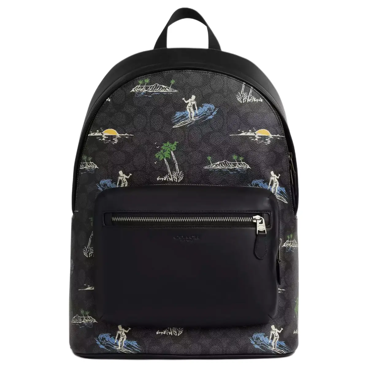 COACH WestSignature Coated Canvas Backpack Large Unisex Black