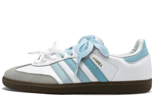 Adidas Originals SAMBA OG Blue Pattern White Tone Textile, Synthetic Leather Abrasion Resistant Abrasion Resistant
