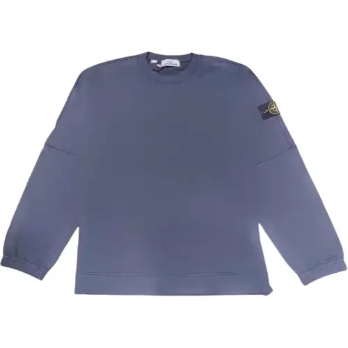 STONE ISLAND Sweatshirts Men's Dark Blue Crew Neck Moderate Regular