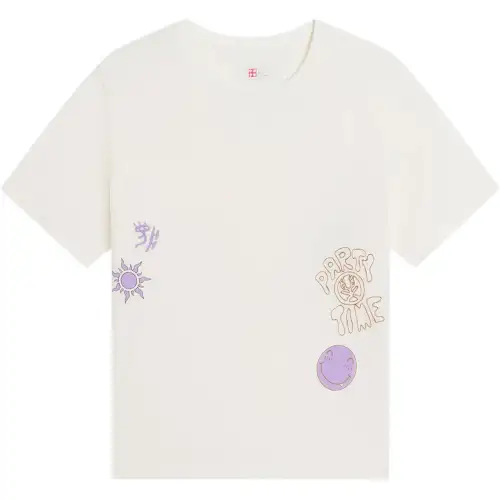 Li Ning T Shirts Women's Ecru Crew Neck Moderate Straight Fit