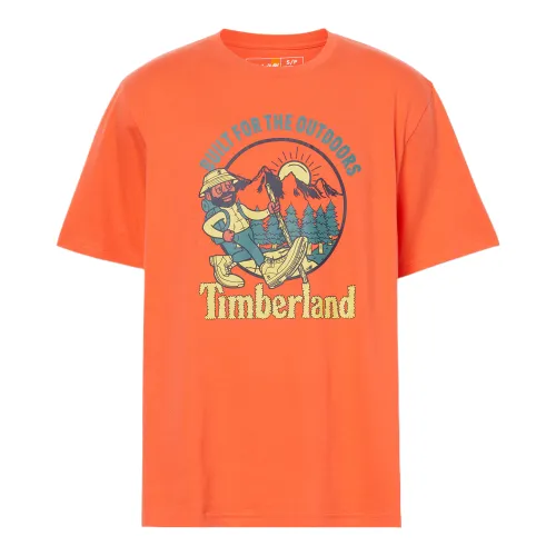 Timberland T Shirts Unisex Orange Crew Neck Moderate Straight Fit