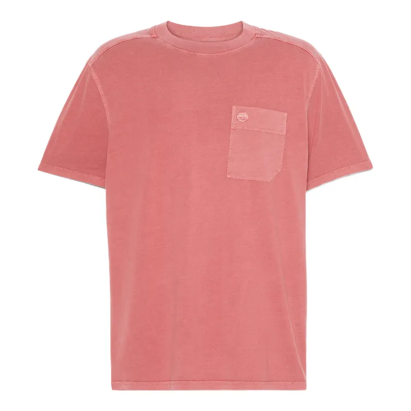 Timberland T Shirts Men's Pink Crew Neck Moderate Straight Fit