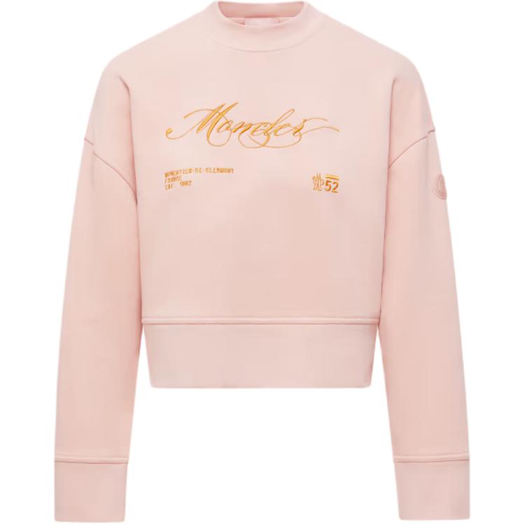 Женский свитшот Moncler Embroidered Cotton (светло-розовый)