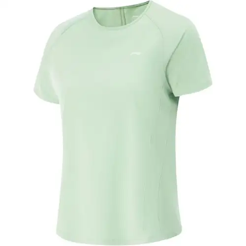 Li Ning T Shirts Women's Light Green Crew Neck Moderate Straight Fit