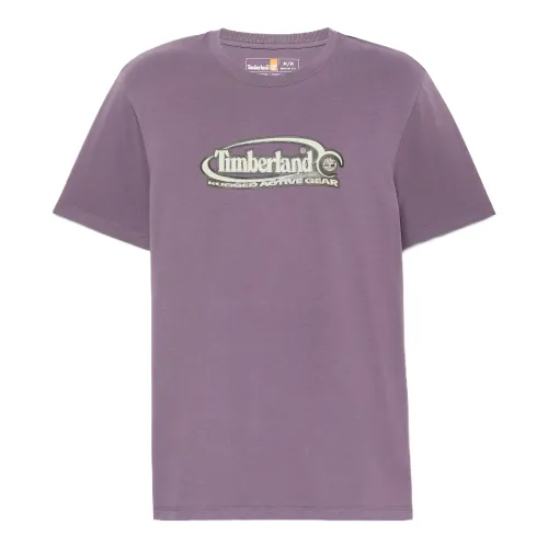 Timberland T Shirts Men's Purple Crew Neck Moderate Straight Fit