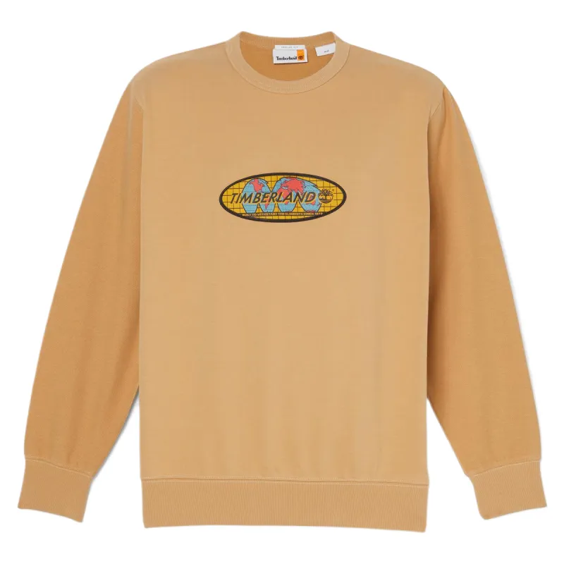 Timberland Sweatshirts Unisex Beige Yellow Crew Neck Moderate