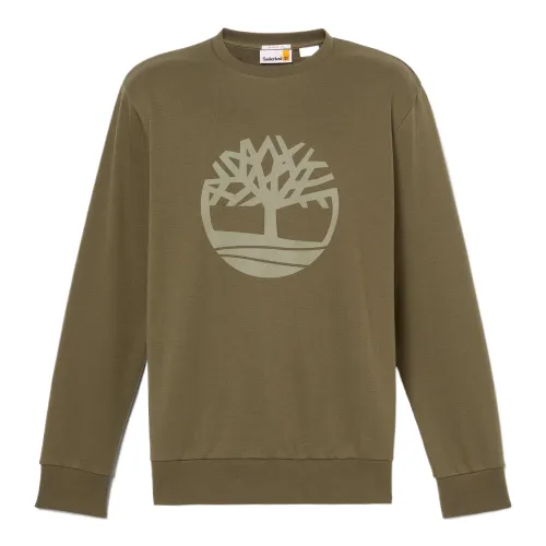 Timberland Sweatshirts Men's Army Green Crew Neck Moderate Regular