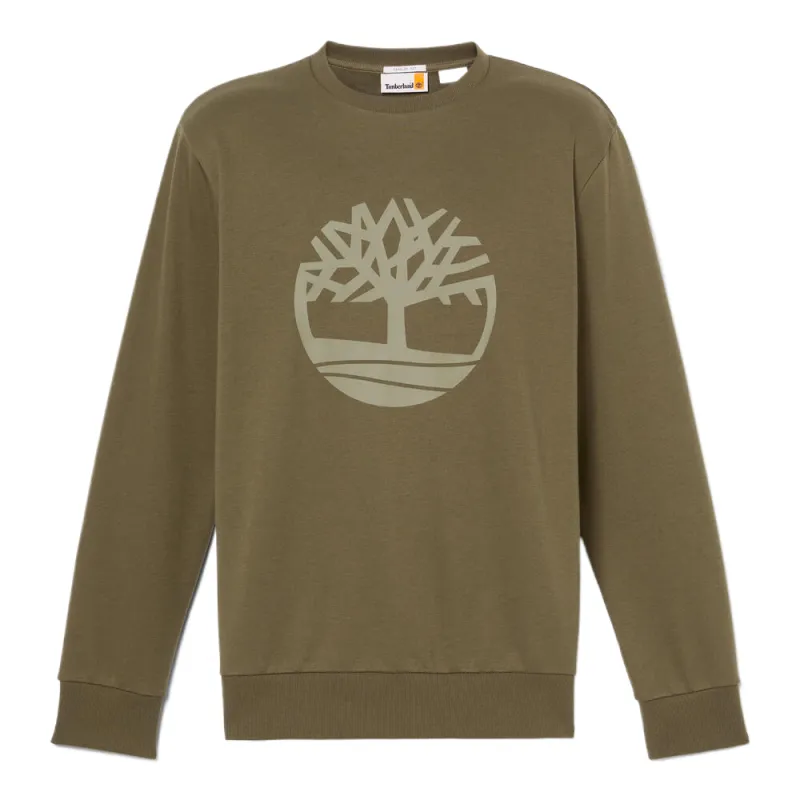 Timberland Sweatshirts Men's Army Green Crew Neck Moderate Regular