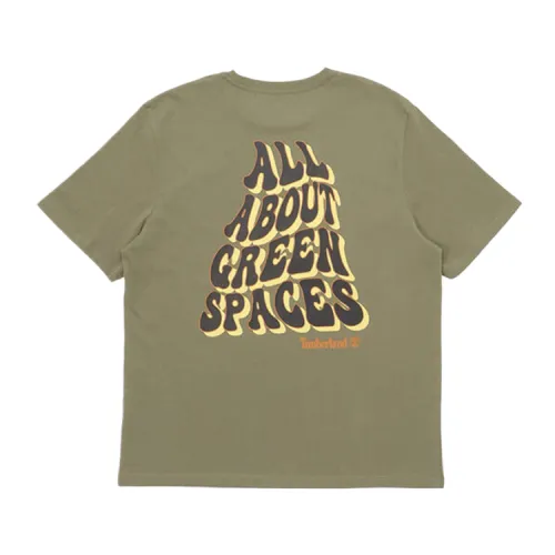 Timberland T Shirts Unisex Green Crew Neck Moderate Straight Fit