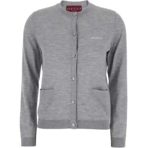 GUCCI Logo Embroidered Button Up Cardigan