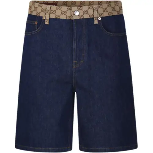 GUCCI Logo Waistband Denim Shorts