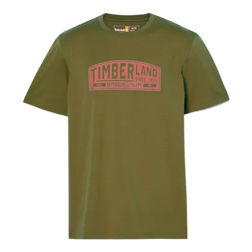 Timberland T Shirts Men's Olive Green Crew Neck Moderate Straight Fit