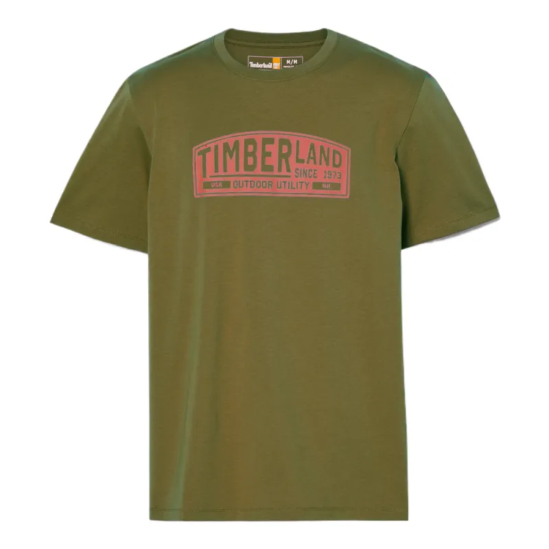 Timberland T Shirts Men's Olive Green Crew Neck Moderate Straight Fit