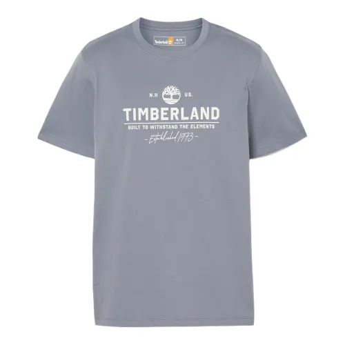 Timberland T Shirts Men's Medium Blue Crew Neck Moderate Straight Fit