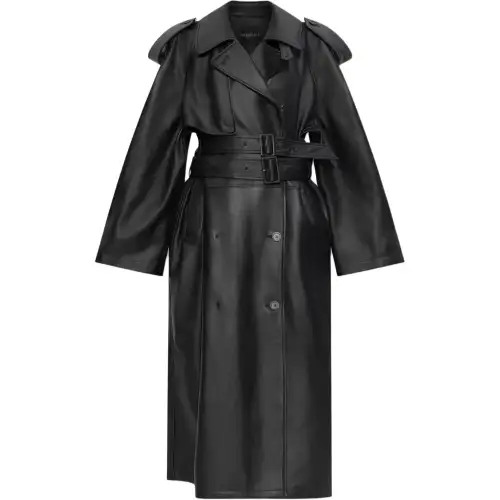 Balenciaga Belted Leather Trench Coat