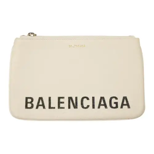 Balenciaga Grain Calfskin Clutch Women's Cream