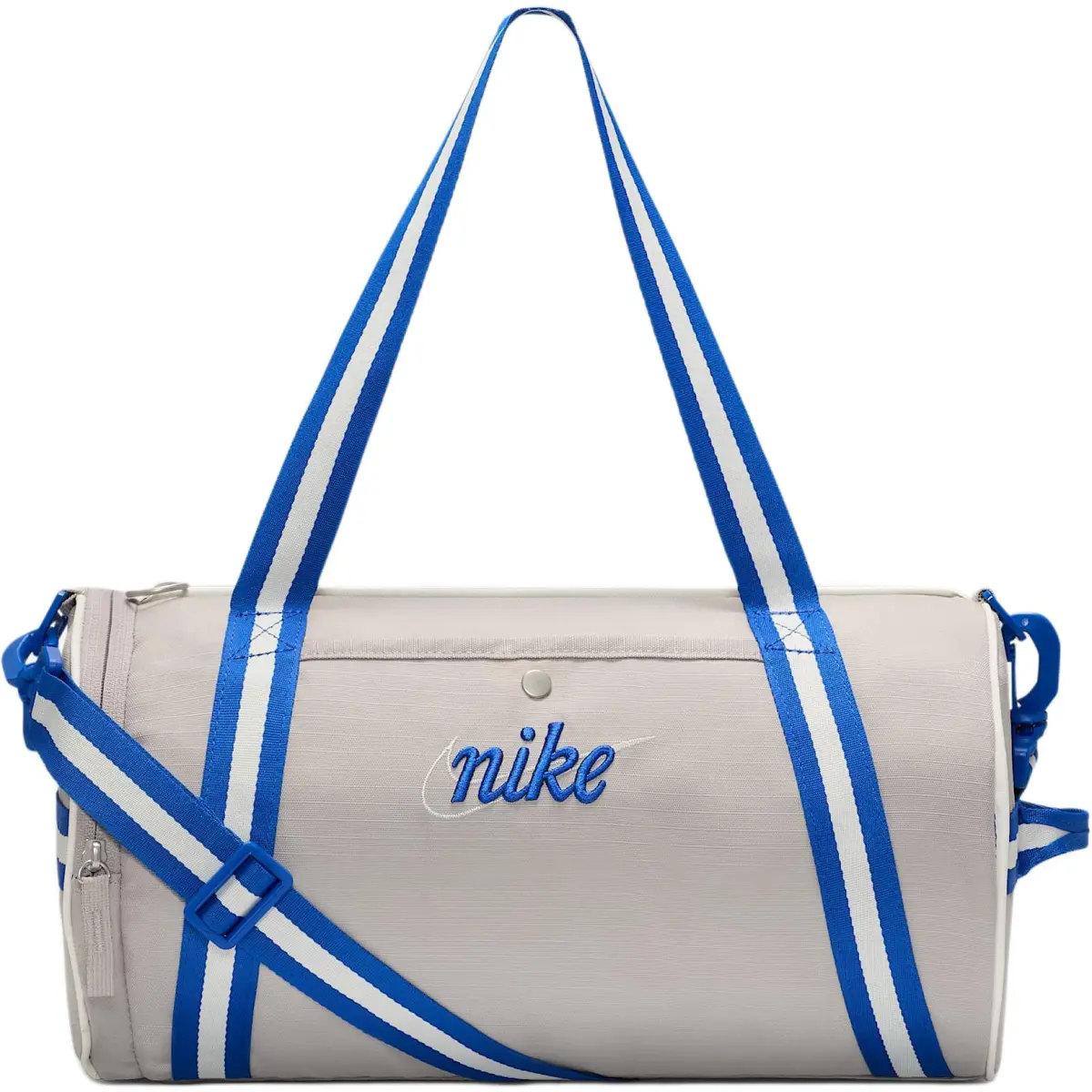 Nike Heritage Fabric Gym Bag Women's University Gray & Navy Blue & Game Royal Blue