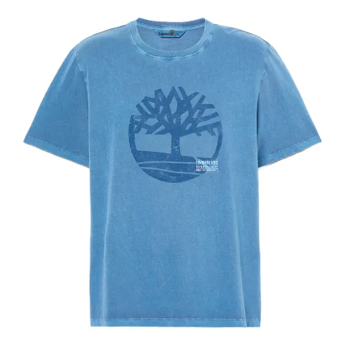 Timberland T Shirts Men's Blue Crew Neck Moderate