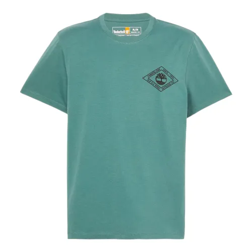 Timberland T Shirts Men's Turquoise Crew Neck Moderate Straight Fit