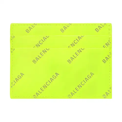 Balenciaga Calfskin Card Holder Card Holder Men's Neon Green/White
