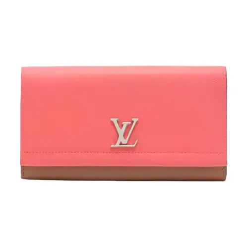 LOUIS VUITTON Leather Wallet Women's Pink