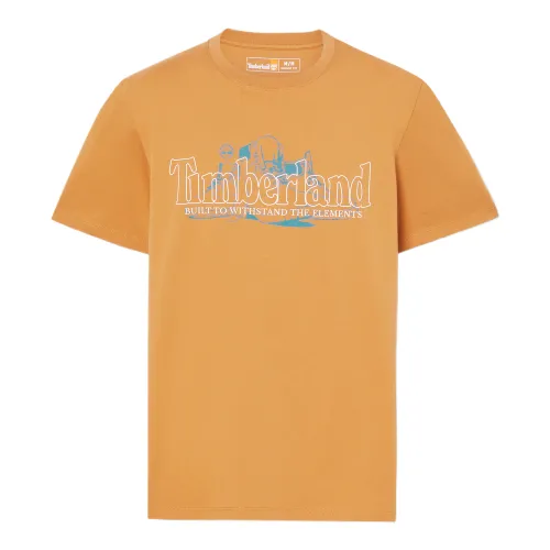 Timberland T Shirts Men's Yellow Crew Neck Moderate