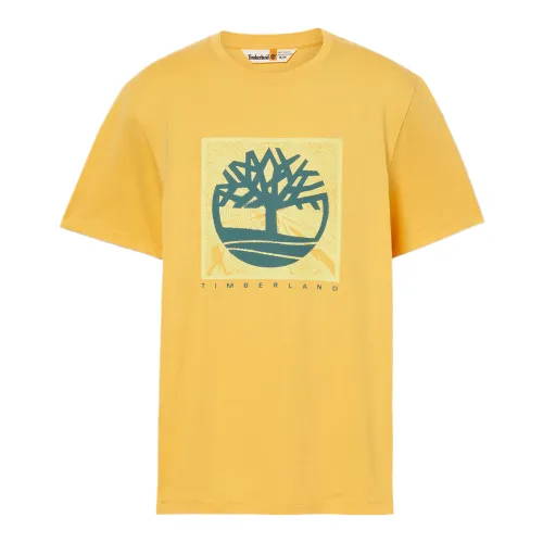 Timberland T Shirts Men's Yellow Crew Neck Moderate