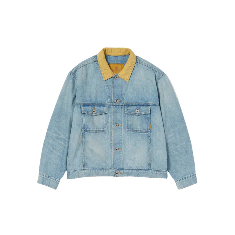 Timberland Denim Jackets Unisex Washed Blue Lapel Moderate