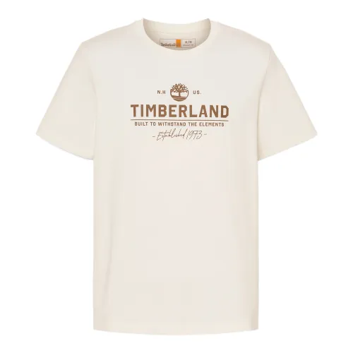 Timberland T Shirts Men's White Crew Neck Moderate Straight Fit