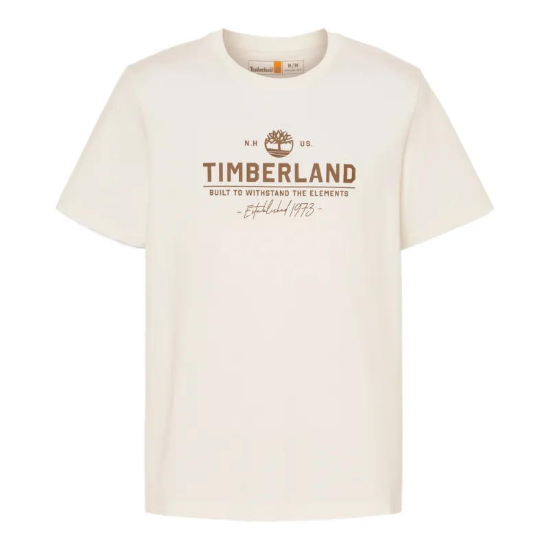 Timberland T Shirts Men's White Crew Neck Moderate Straight Fit