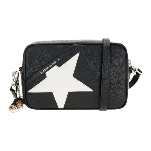Golden Goose Zip Closure Leather Shoulder Bag Women's Black White