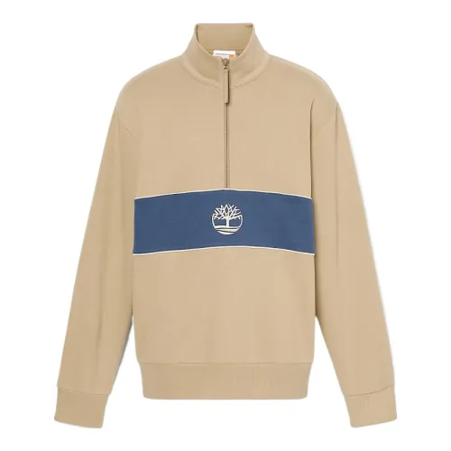 Timberland Sweatshirts Unisex Khaki Stand Collar Moderate Regular