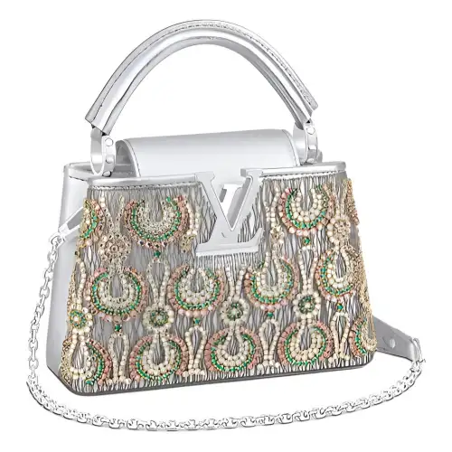 LOUIS VUITTON Capucines Calfskin One Shoulder Handbag Mini Women's Silver/Multicolor