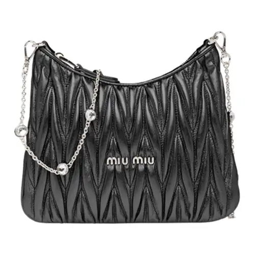 MIU MIU Leather Shoulder Bag, Crossbody Bag Women's Black