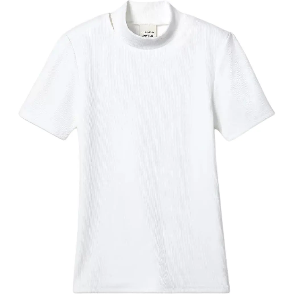 Calvin Klein T-Shirts Women's Bright White Stand Collar