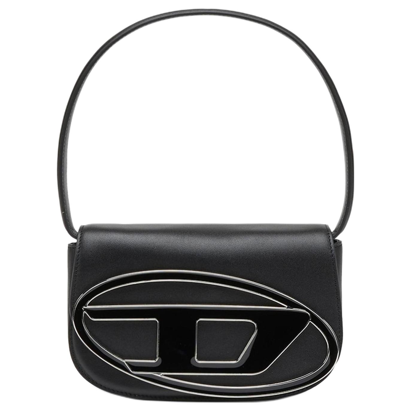 DIESEL Диска слово Женский логотип украшенный регулируемый плечевой ремешок популярный для отдыха Универсальный кожаный Динг пакет подмышка низ пакет портативный пакет один плечо пакет большой женский черный