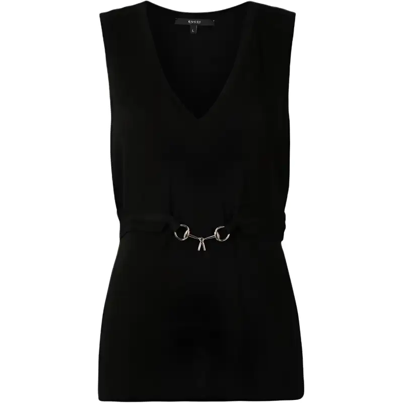GUCCI Camisoles Women's Black Crew Neck Moderate Straight Fit