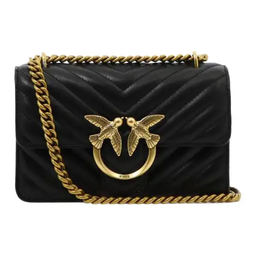 PINKO Sheepskin Shoulder Bag, Crossbody Bag Women's Black