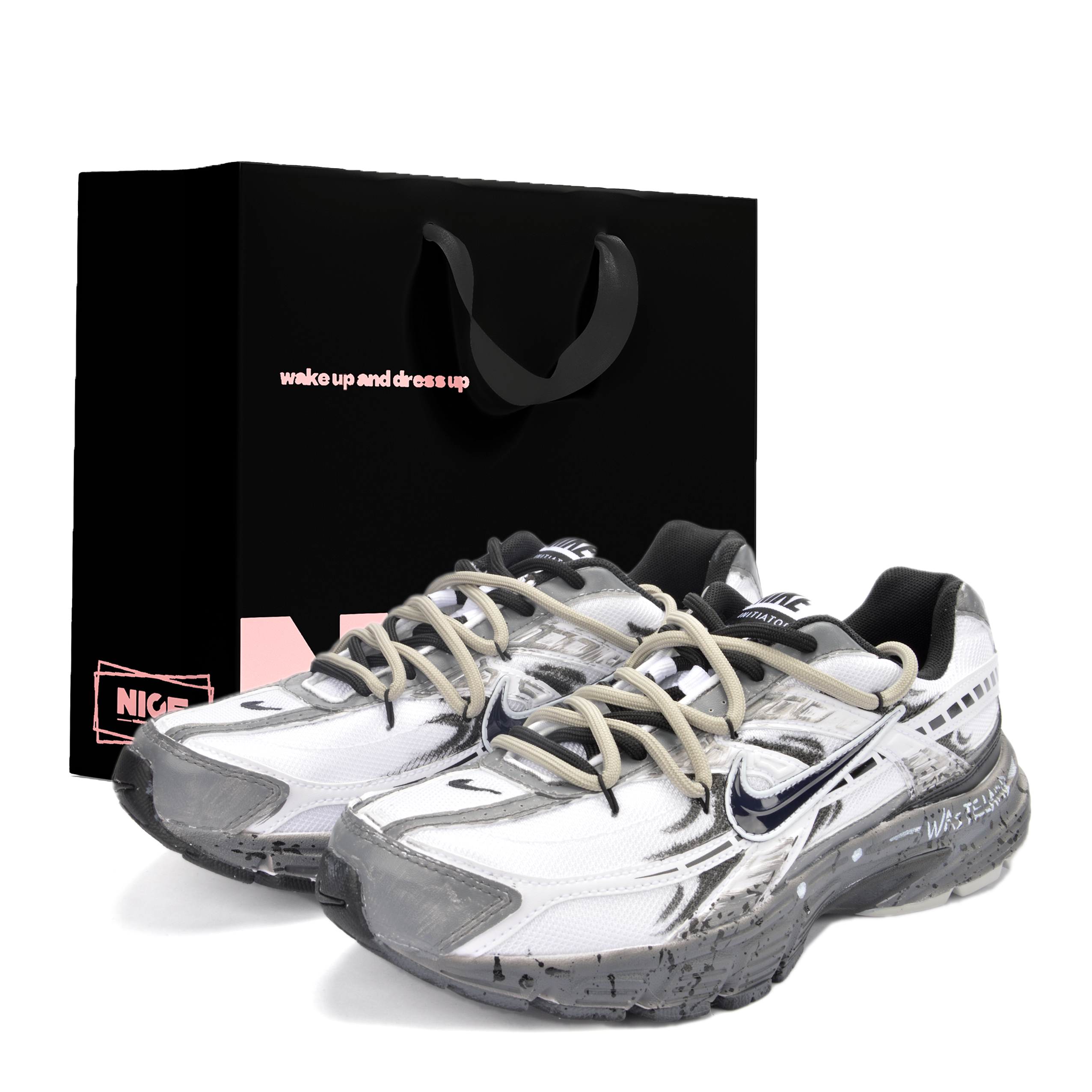 Nike Initiator Cushioning Abrasion Resistant Breathable Low top Running Shoes Unisex White Gray