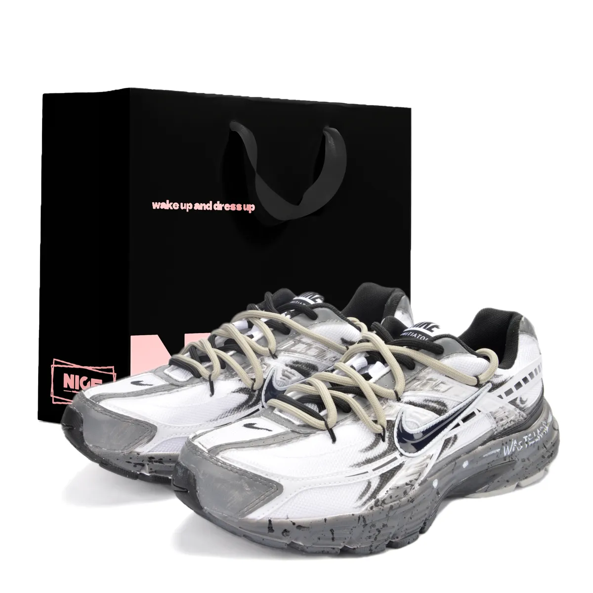 Nike Initiator Cushioning Abrasion Resistant Breathable Low top Running Shoes Unisex White Gray