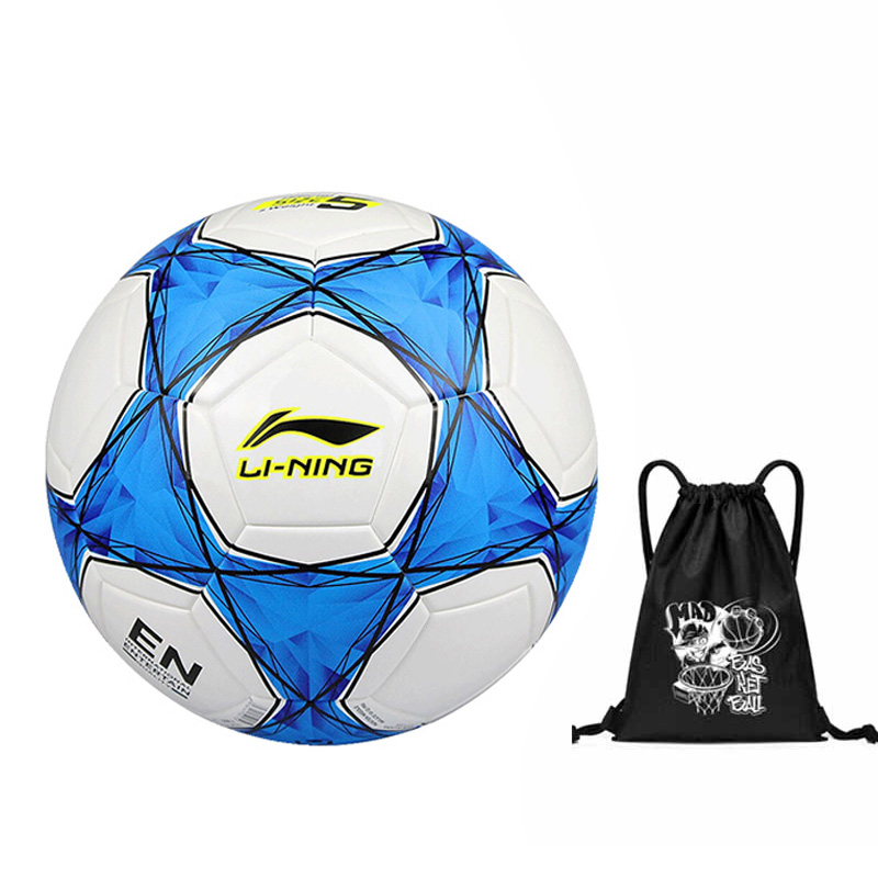 Li Ning Size 5 Ball Soccer Ball TPU Seamless Thermal bonding Unisex Blue White